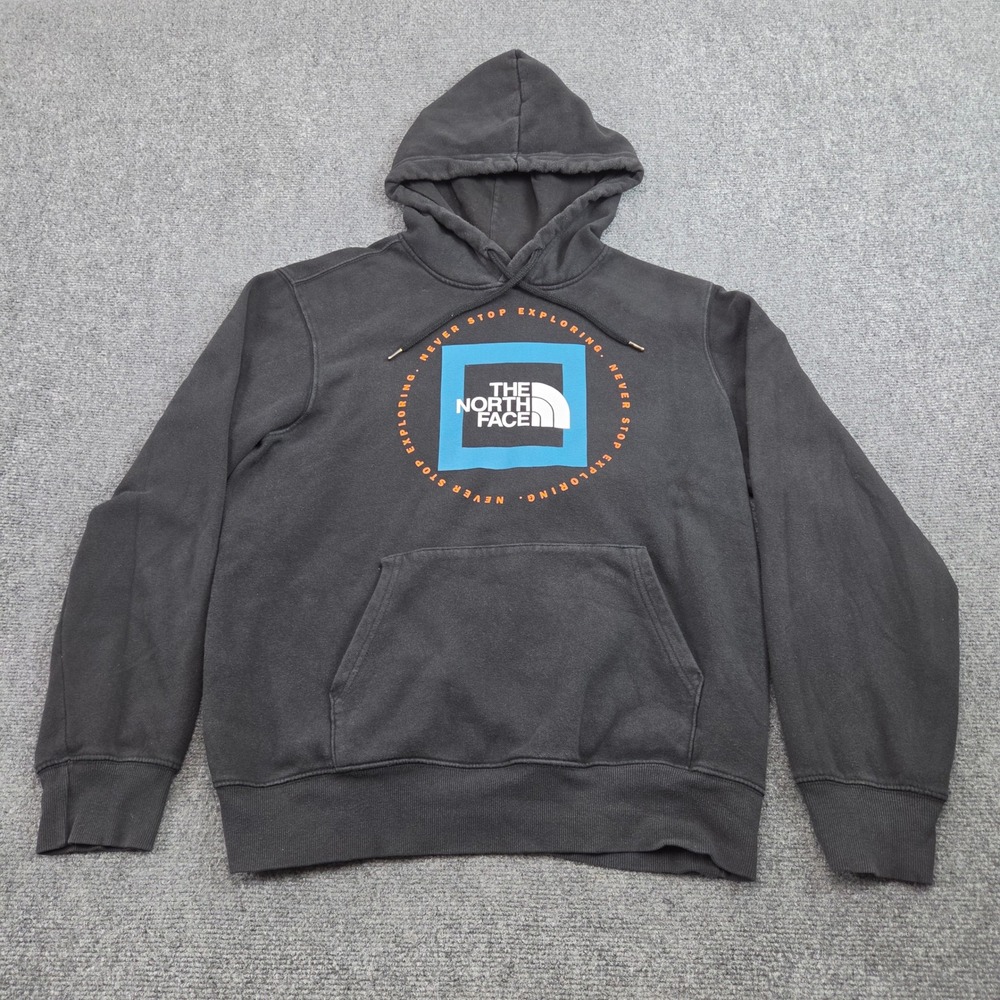 The North Face Hoodie Mens L Black Never Stop Exploring Graphic Pullover Casual